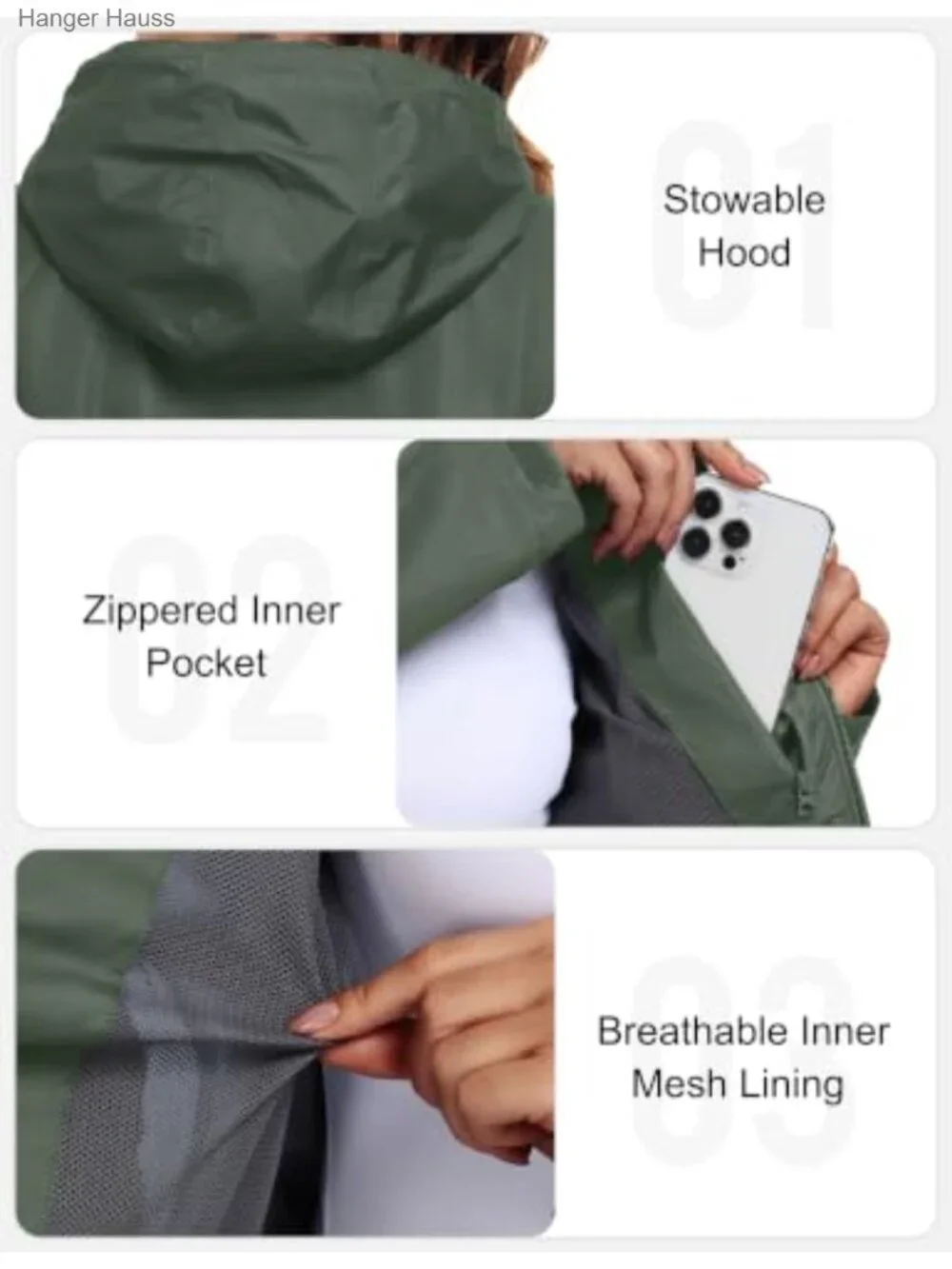 Women's Waterproof Rain Jacket for Hiking Travel Lightweight